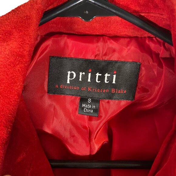 Pritti Kristen Blake Woman Shacket Jacket Red Genuine Leather Small Pockets - Picture 5 of 10
